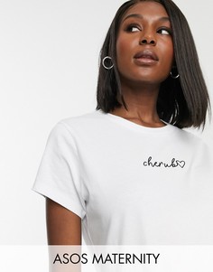 Футболка с херувимом ASOS DESIGN Maternity-Белый