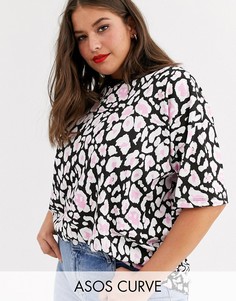 Oversize-футболка с неоновым анималистичным принтом ASOS DESIGN Curve-Мульти