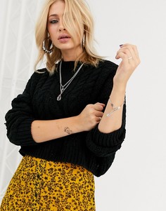 Черный трикотажный джемпер Bershka