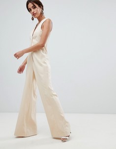 Комбинезон с широкими штанинами ASOS DESIGN-Бежевый