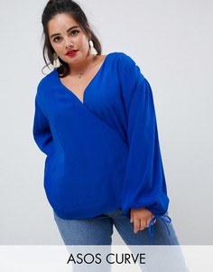 Oversize-лонгслив с запахом ASOS DESIGN Curve-Розовый