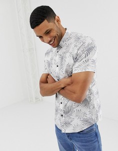 Приталенная рубашка с короткими рукавами и принтом Only & Sons-Белый