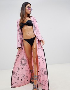 Пляжное платье макси с запахом и зодиакальным принтом ASOS DESIGN-Мульти