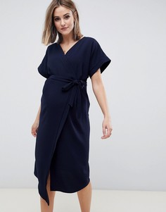 Платье миди с запахом ASOS DESIGN Maternity-Темно-синий