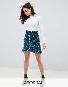 Мини-юбка в горошек с запахом ASOS DESIGN Tall-Мульти