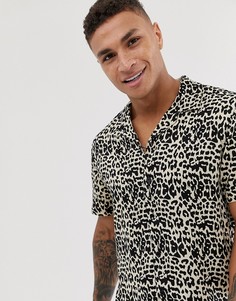 Комбинируемая рубашка с отложным воротником и леопардовым принтом New Look-Коричневый