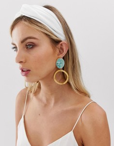 Белая плиссированная повязка на голову с узлом ASOS DESIGN-Белый