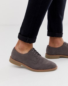 Серые туфли из искусственной замши на шнуровке ASOS DESIGN-Серый