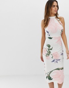 Облегающее платье миди AX Paris-Кремовый