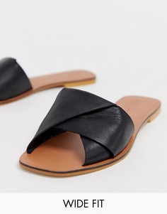 Кожаные сандалии для широкой стопы ASOS DESIGN-Черный