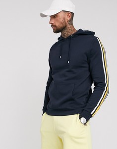 Худи темно-синего цвета с полосой по бокам ASOS DESIGN-Темно-синий