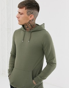 Худи цвета хаки обтягивающего кроя ASOS DESIGN-Зеленый