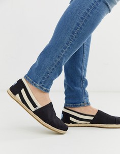 Черные эспадрильи с полосками Toms-Черный