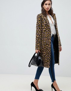 Пальто с леопардовым принтом ASOS DESIGN-Мульти