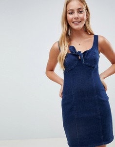 Темно-синее джинсовое платье мини с завязкой ASOS DESIGN-Синий