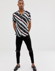 Рубашка с диагональными полосками River Island-Синий
