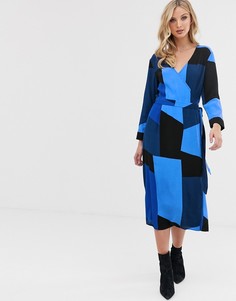 Платье с запахом и принтом Vero Moda-Синий