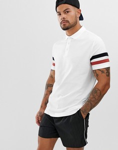 Белая футболка-поло из органического хлопка с полосками ASOS DESIGN-Белый