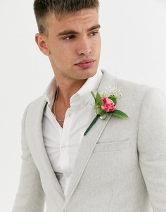 Серый приталенный пиджак с добавлением шерсти ASOS DESIGN wedding