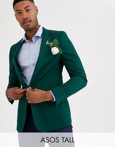 Зеленый хлопковый пиджак приталенного кроя ASOS DESIGN Tall