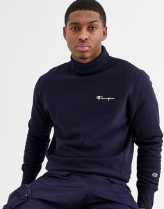 Темно-синий свитшот с высоким воротом и маленьким логотипом Champion Reverse Weave