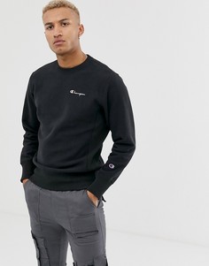 Черный свитшот с круглым вырезом и логотипом Champion Reverse Weave