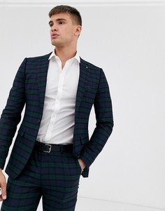 Черный супероблегающий пиджак в клетку Burton Menswear