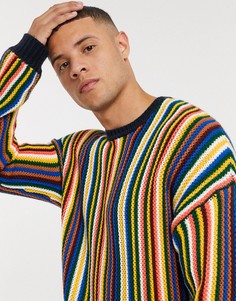 Вязаный джемпер в разноцветную полоску ASOS DESIGN-Мульти