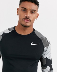 Черный лонгслив с камуфляжным принтом Nike Training
