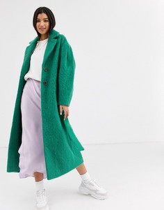 Зеленое пальто с объемными рукавами ASOS DESIGN-Зеленый