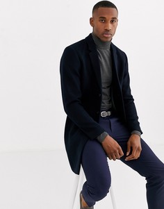 Темно-синее пальто с добавлением шерсти Jack & Jones Premium-Темно-синий
