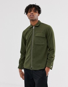 Свободная зеленая рубашка на молнии из ткани с добавлением шерсти Carhartt WIP-Зеленый