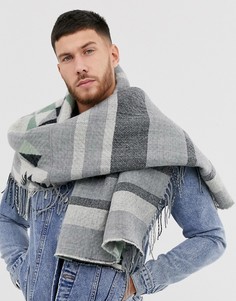 Серый шарф-накидка с ацтекским принтом ASOS DESIGN