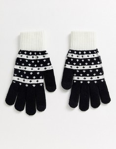 Черно-белые перчатки для сенсорных экранов с узором Фэйр-Айл ASOS DESIGN-Мульти