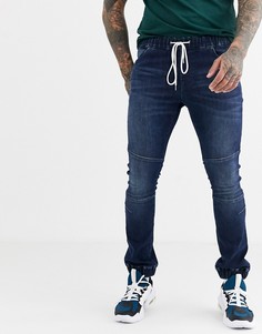 Темно-синие супероблегающие джинсы в спортивном стиле ASOS DESIGN-Синий