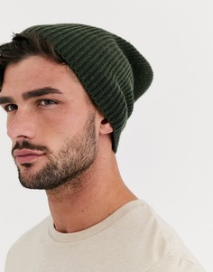 Свободная шапка-бини цвета хаки ASOS DESIGN-Зеленый