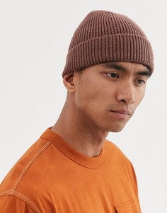 Розовато-лиловая шапка-бини ASOS DESIGN-Коричневый