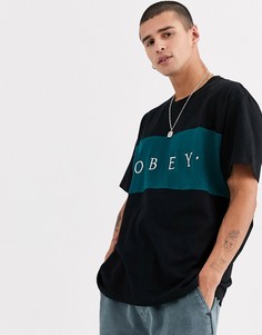 Черная футболка со вставкой на груди Obey-Черный