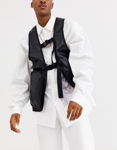 Черная сумка-жилет с ремешками и карманом спереди ASOS DESIGN-Черный