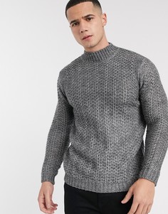 Вязаный джемпер с высоким воротом ASOS DESIGN-Серый
