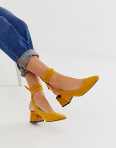 Туфли на среднем каблуке с завязкой на щиколотке ASOS DESIGN Steps-Желтый