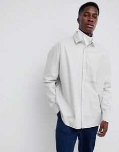 Свободная рубашка в серую полоску ASOS WHITE-Серый