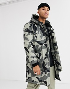 Светло-бежевая парка с капюшоном и камуфляжным принтом ASOS DESIGN-Бежевый
