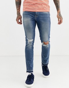Синие джинсы скинни с рваной отделкой ASOS DESIGN-Синий