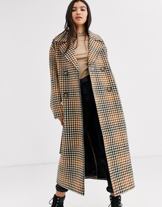 Пальто в клетку с поясом ASOS DESIGN-Мульти