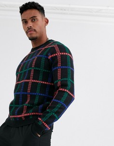 Черный oversize-джемпер в клетку ASOS DESIGN