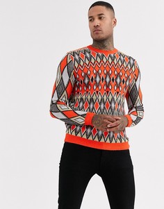Вязаный джемпер с ромбовидным узором и металлизированной нитью ASOS DESIGN-Мульти