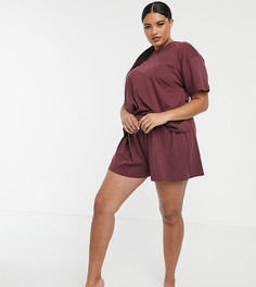 Трикотажные пижамные шорты ASOS DESIGN Curve mix & match-Коричневый