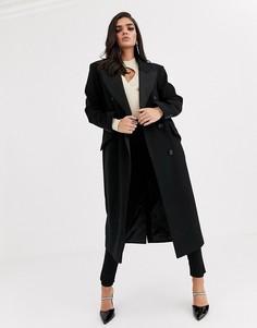 Черное пальто-смокинг макси ASOS DESIGN-Черный