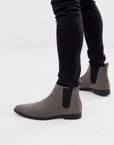 Серые ботинки челси из искусственной замши ASOS DESIGN-Серый